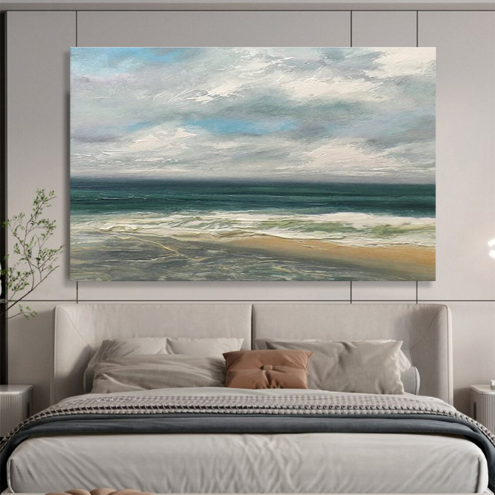 Blue Green Sky Sea Scene Abstract Painting THY020