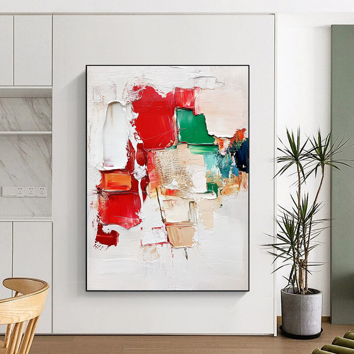 Colorful Patchwork Abstract Painting with Thick Impasto GER589