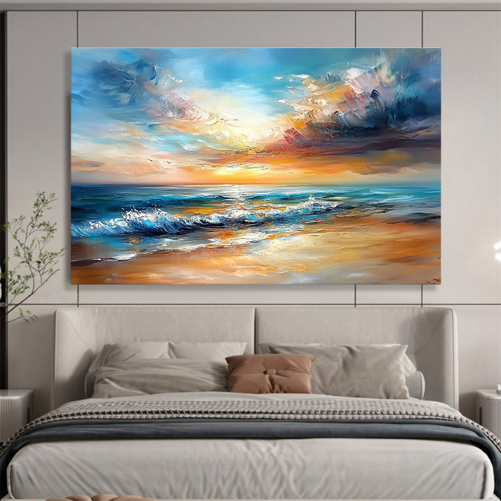 Dynamic Sunset Abstract - Dramatic Ocean Abstract Painting DYP009