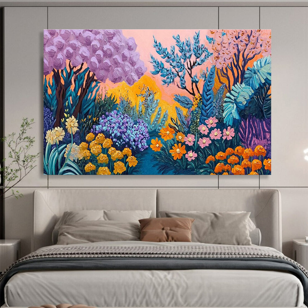 Fantasy Garden Abstract Painting with Whimsical, Dreamy Colors THY418