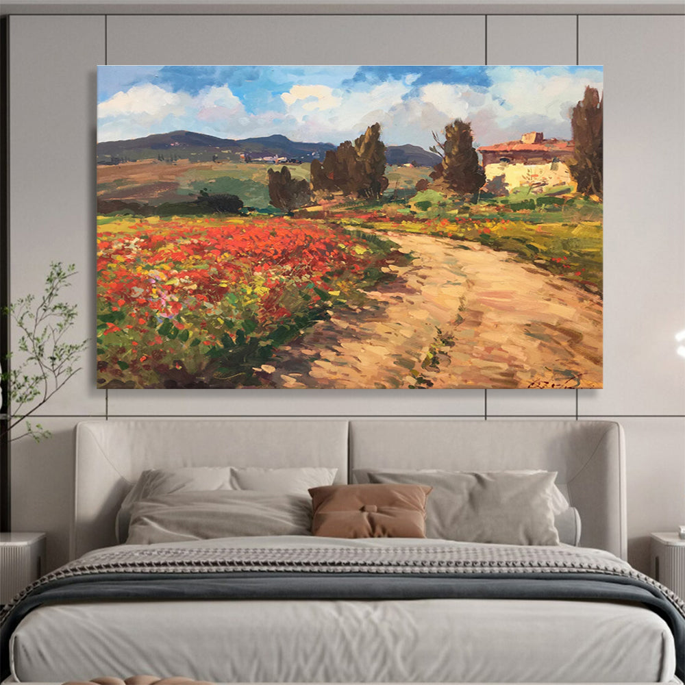 Poppy Field Path Oil Painting THY451
