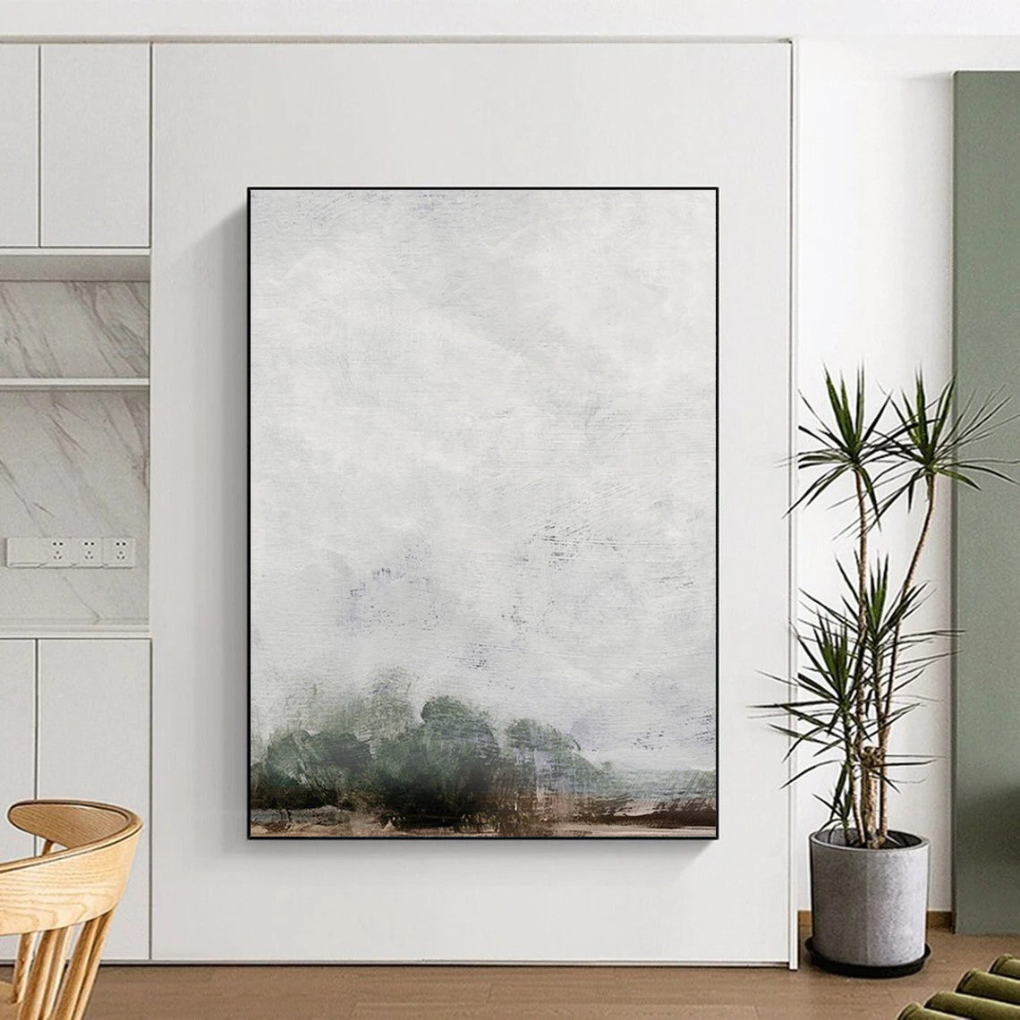 Misty Gray Landscape Abstract Painting ADGE221