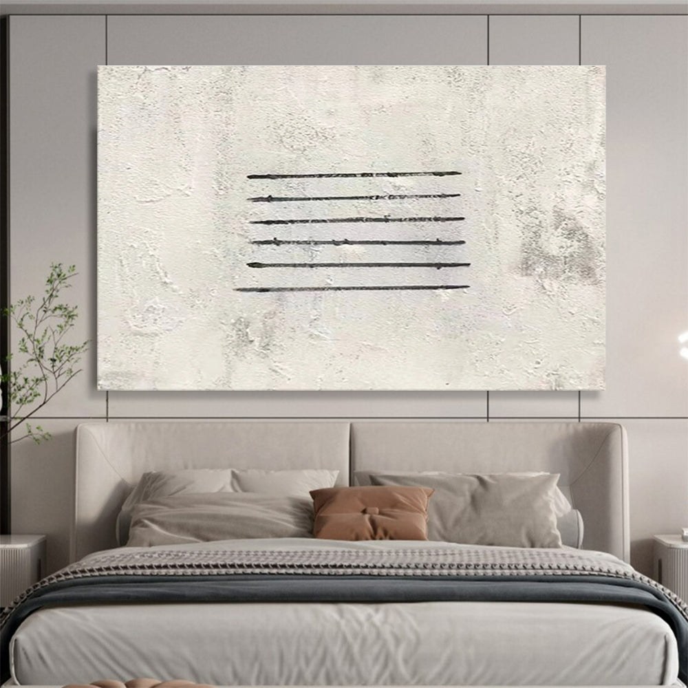 Simple Linear Abstract Painting with Black and White THY264
