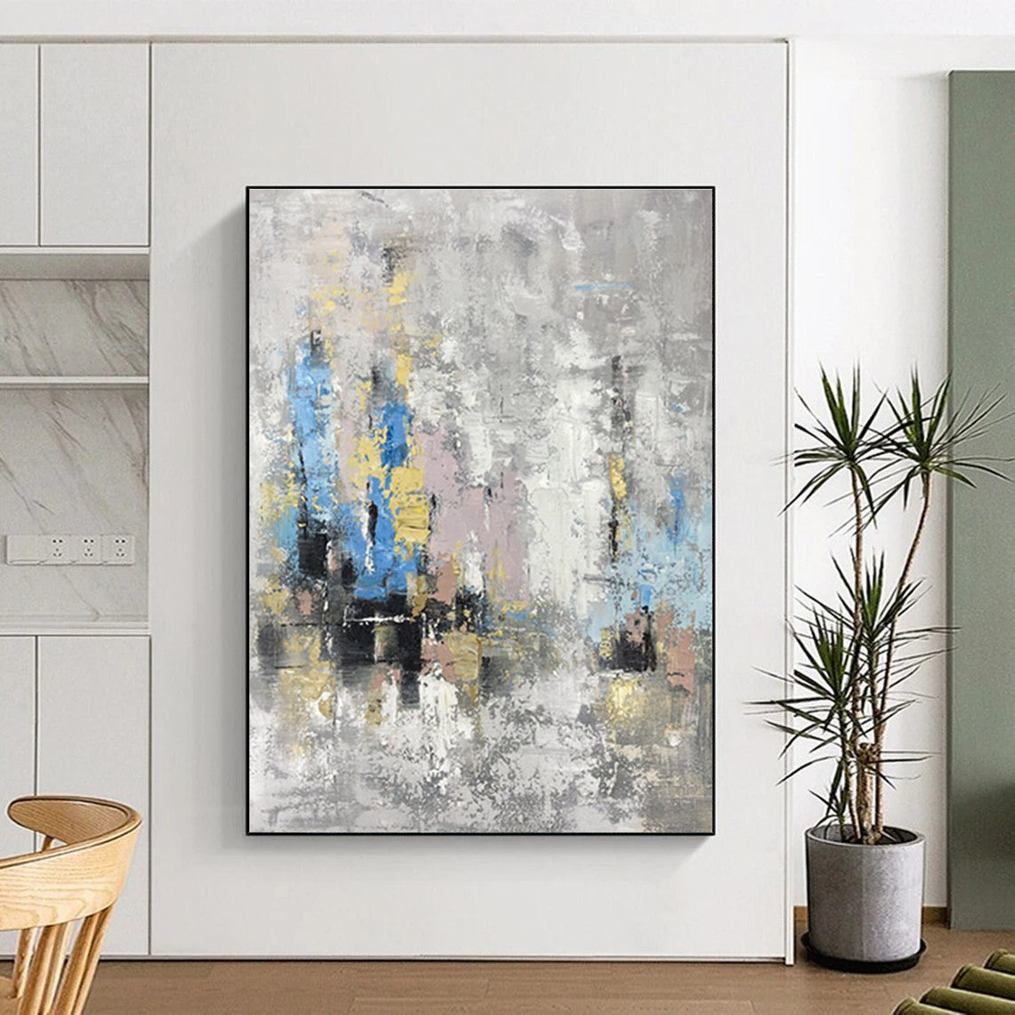 Gray Colorful Abstract City Painting ADGE248