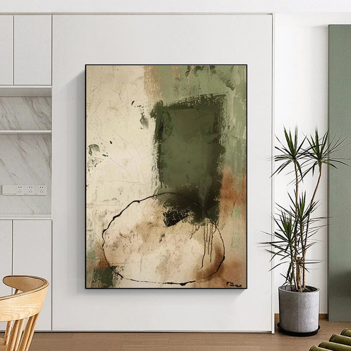 Earthy Tones Abstract Painting with Bold Shapes ADGE480