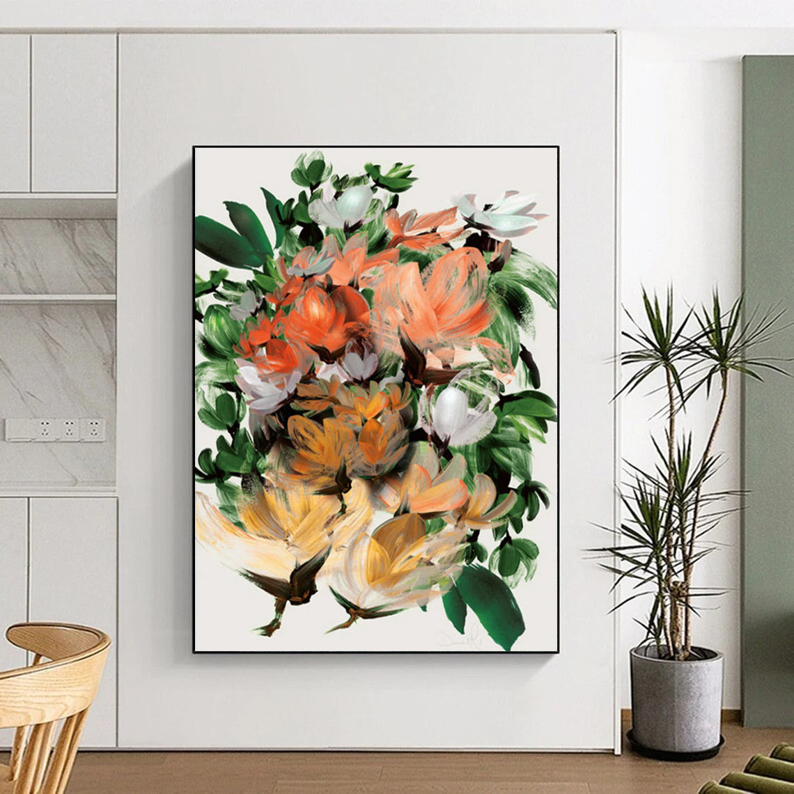 Expressive Flower Bouquet with Bold Brushstrokes Painting ADGE217