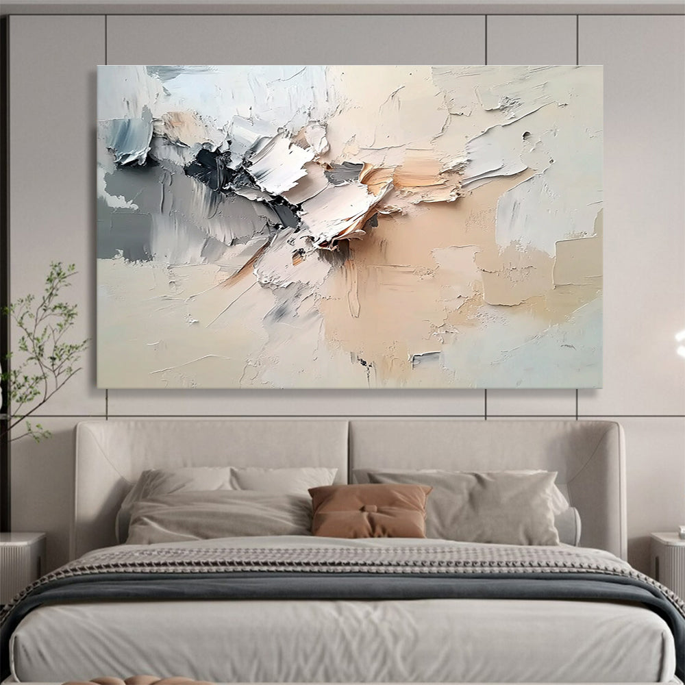 Textured Beige and Gray Abstract Painting with Dynamic Layers DYP294