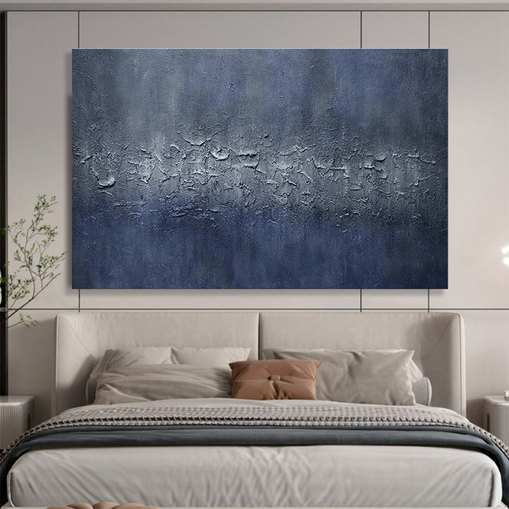 Blue Textured Abstract Painting with Cool, Industrial Vibes THY392