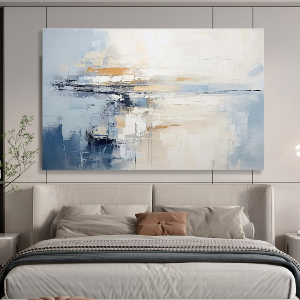 Blue and White Tones Light - toned Abstract Painting THY089