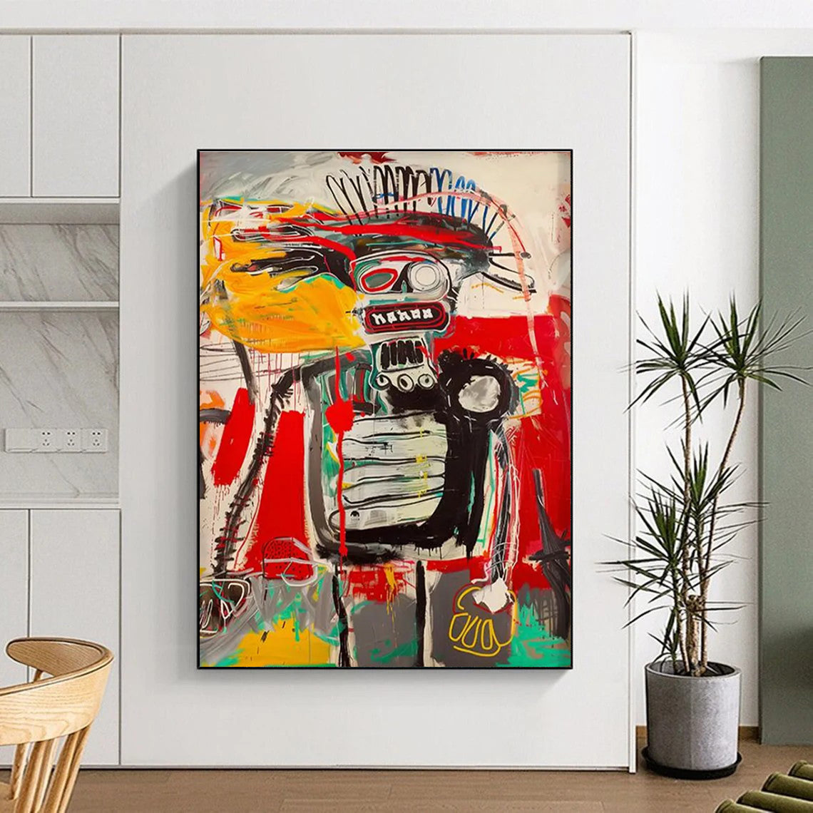 Colorful Abstract Robot Figure Painting with Dynamic Lines ADGE094