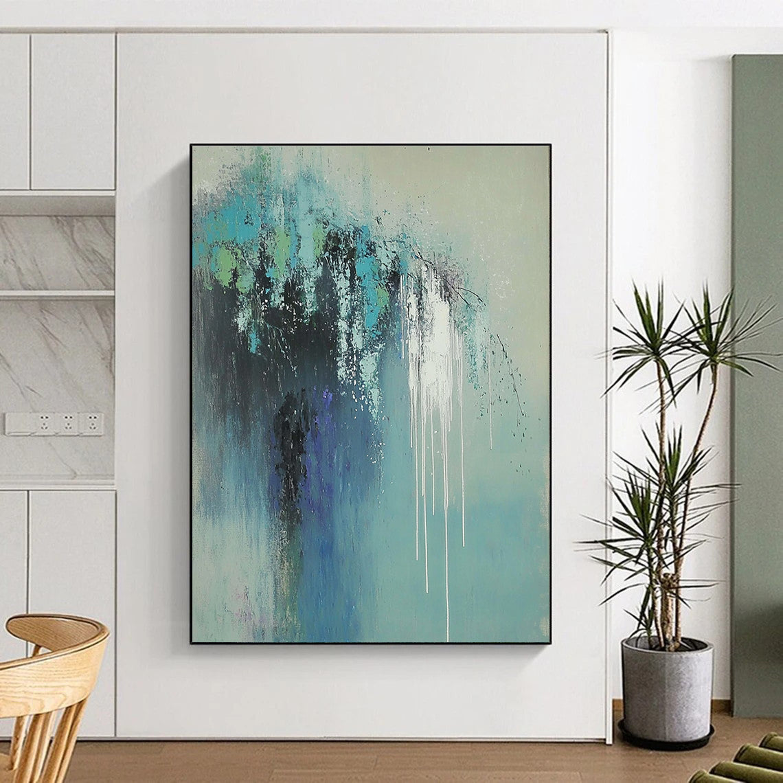 Colorful Dripping Abstract with Blue and Green Tones GER237