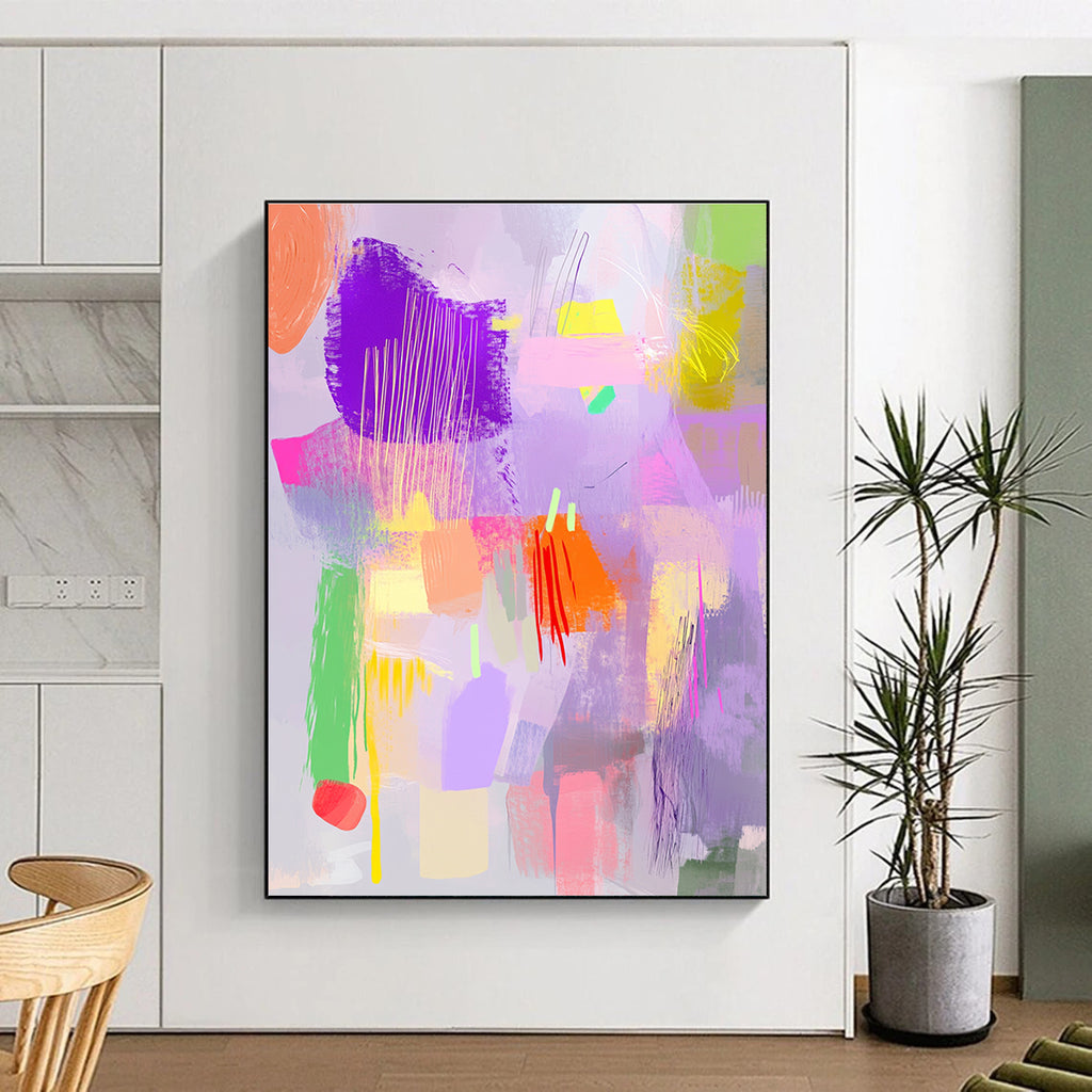 Colorful Pastel Abstract Painting with Playful Forms GER748