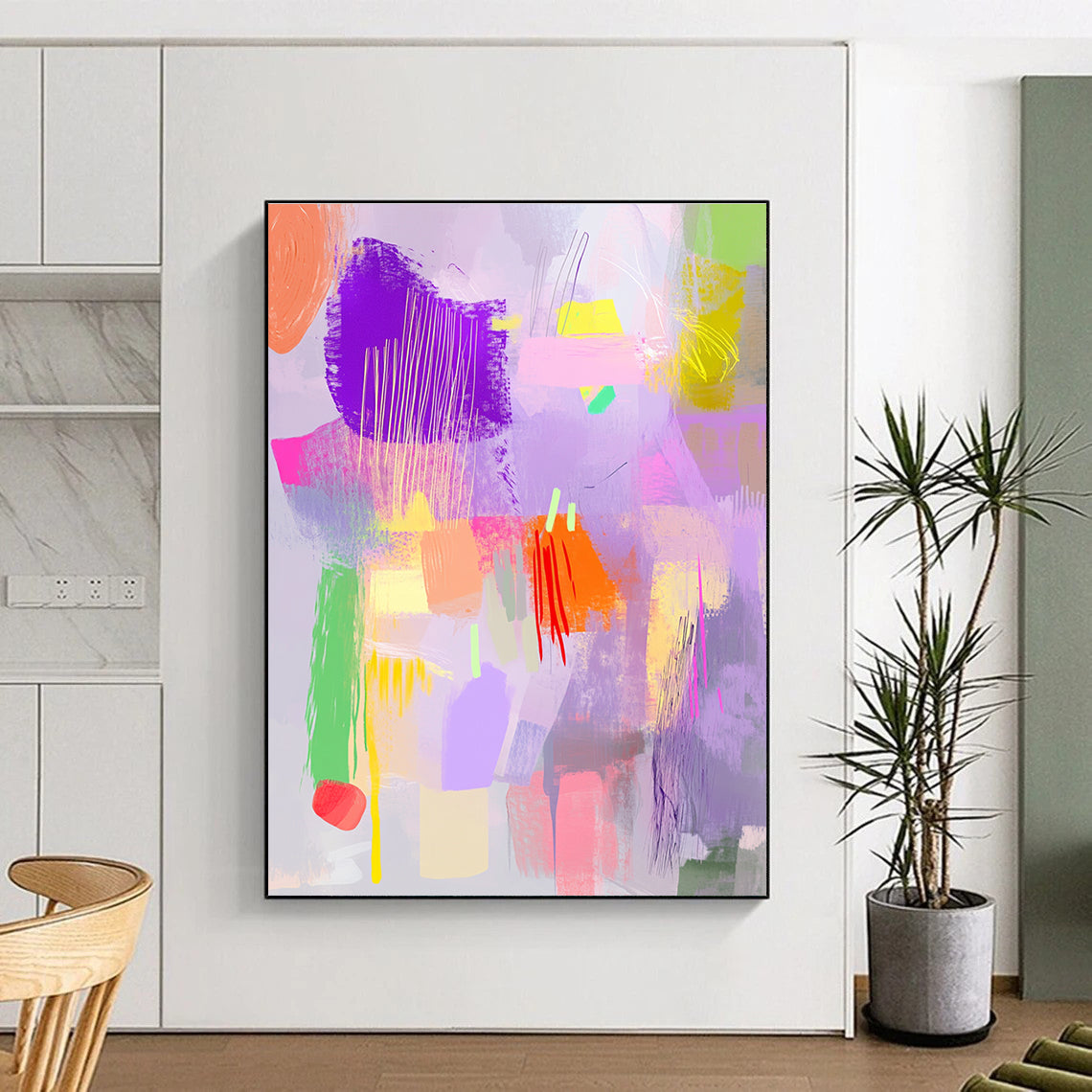 Colorful Pastel Abstract Painting with Playful Forms GER748