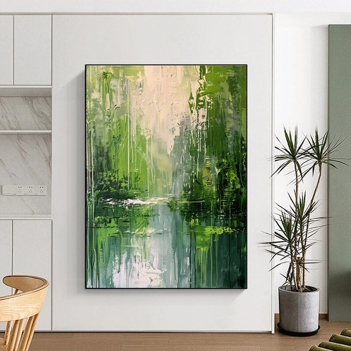 Green Grey Abstract Landscape Painting ADGE002
