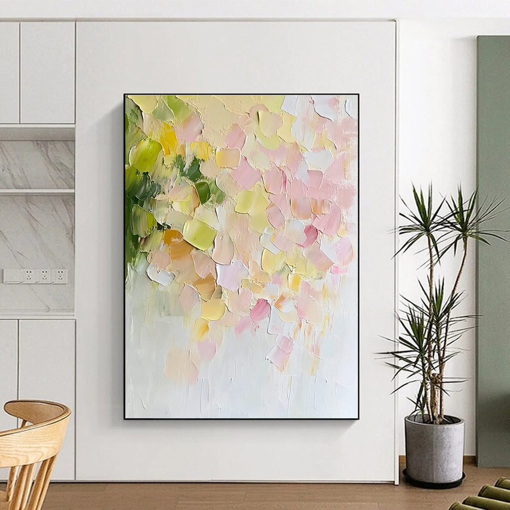 Textured Pastel Flower Abstract Painting with Impasto Technique GER415