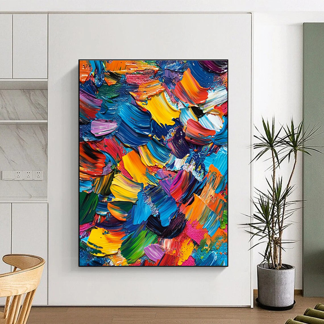 Colorful Palette Knife Abstract Painting with Bold Textures GER405