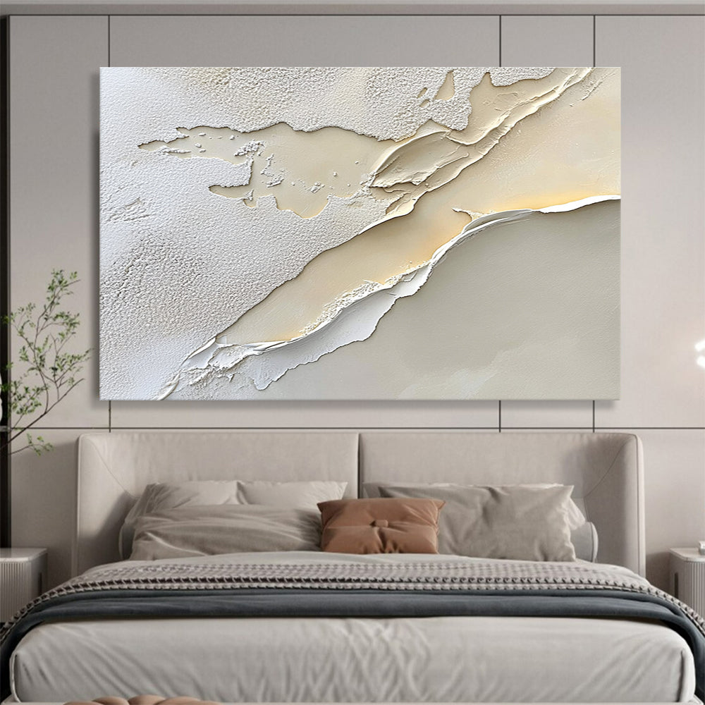 Beige White Textured - Layered Terrain Abstract Painting DYP051