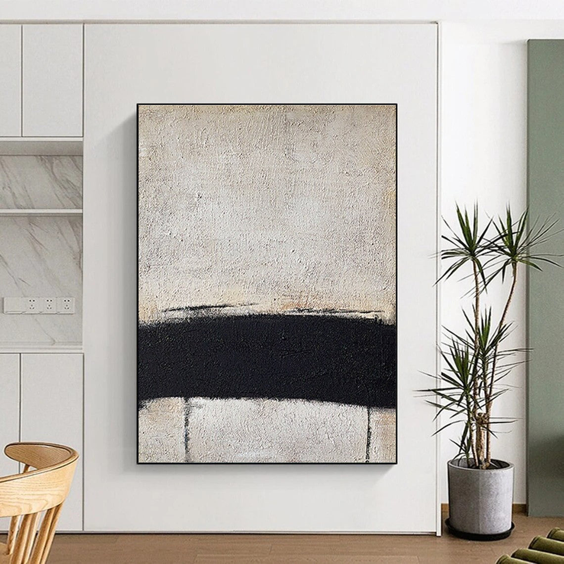 Black and White Minimalist Abstract Painting ADGE353