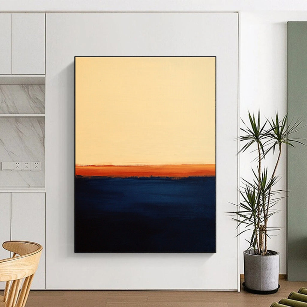 Orange and Blue Gradient Abstract Painting of a Sunset GER192