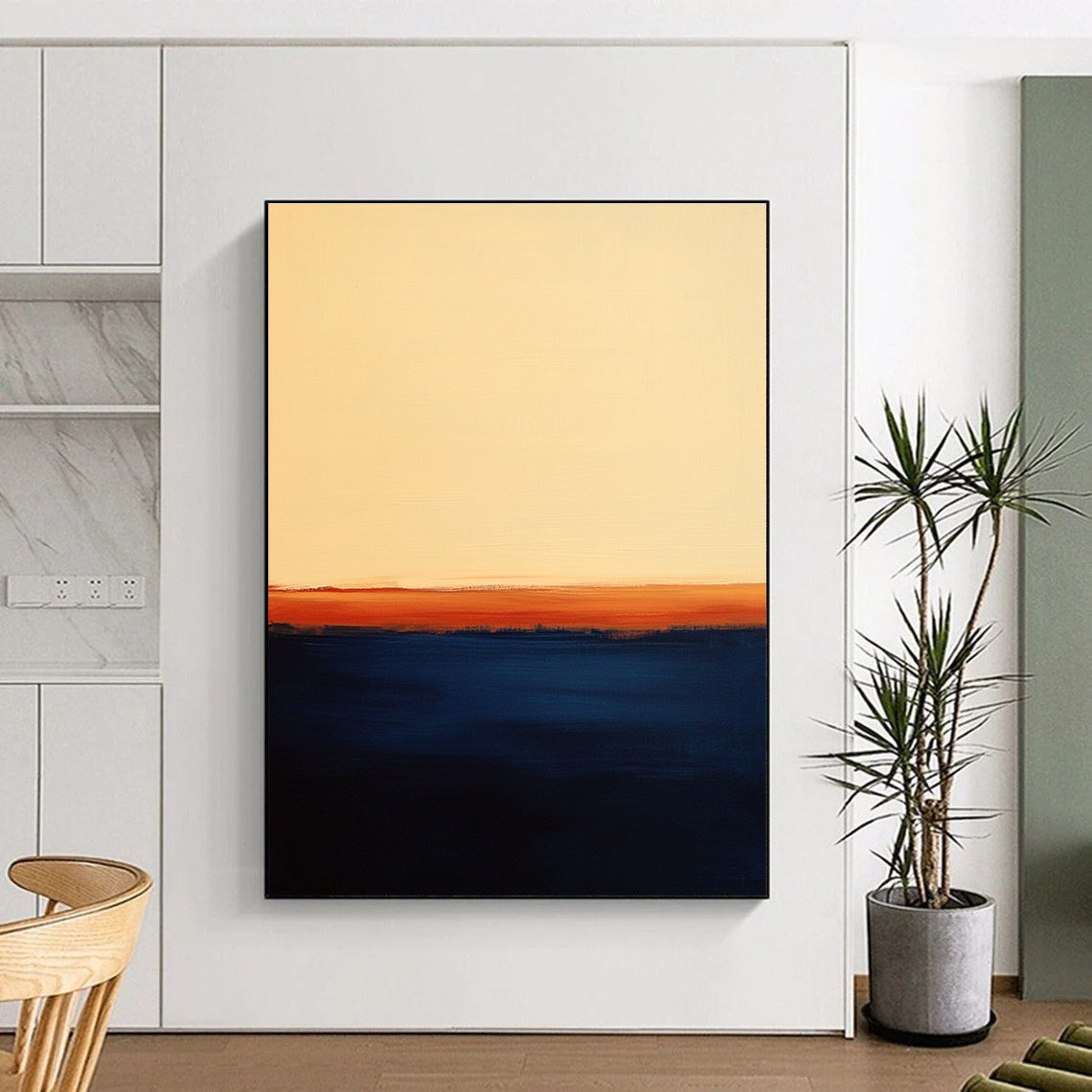Orange and Blue Gradient Abstract Painting of a Sunset GER192