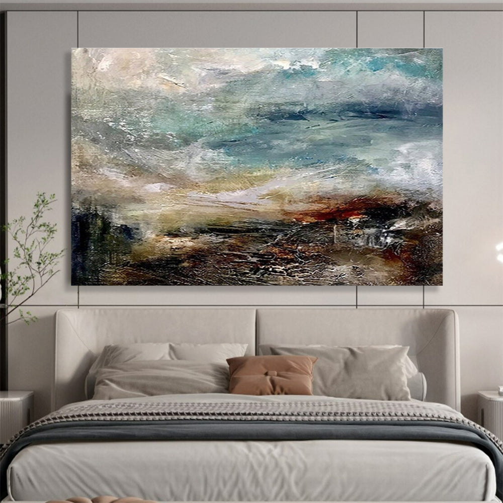 Dynamic Blue Grey Sea Abstract Painting THY015
