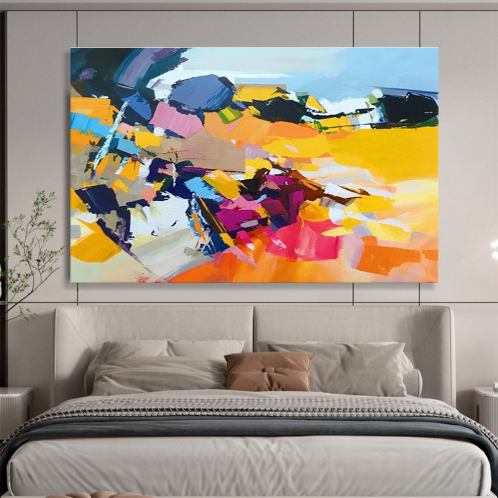 Vibrant Color Block Abstract Painting with Mixed Bold Colors THY187