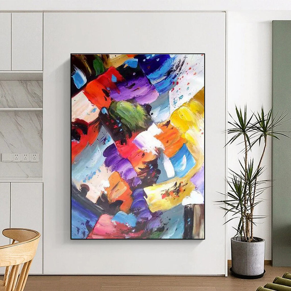 Colorful Geometric Abstract Painting with Playful Shapes ADGE416