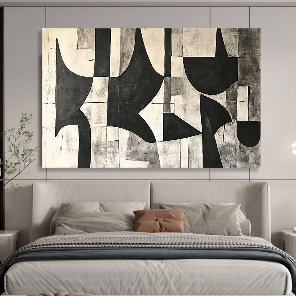 Black and White Abstract Shapes Painting DYP108