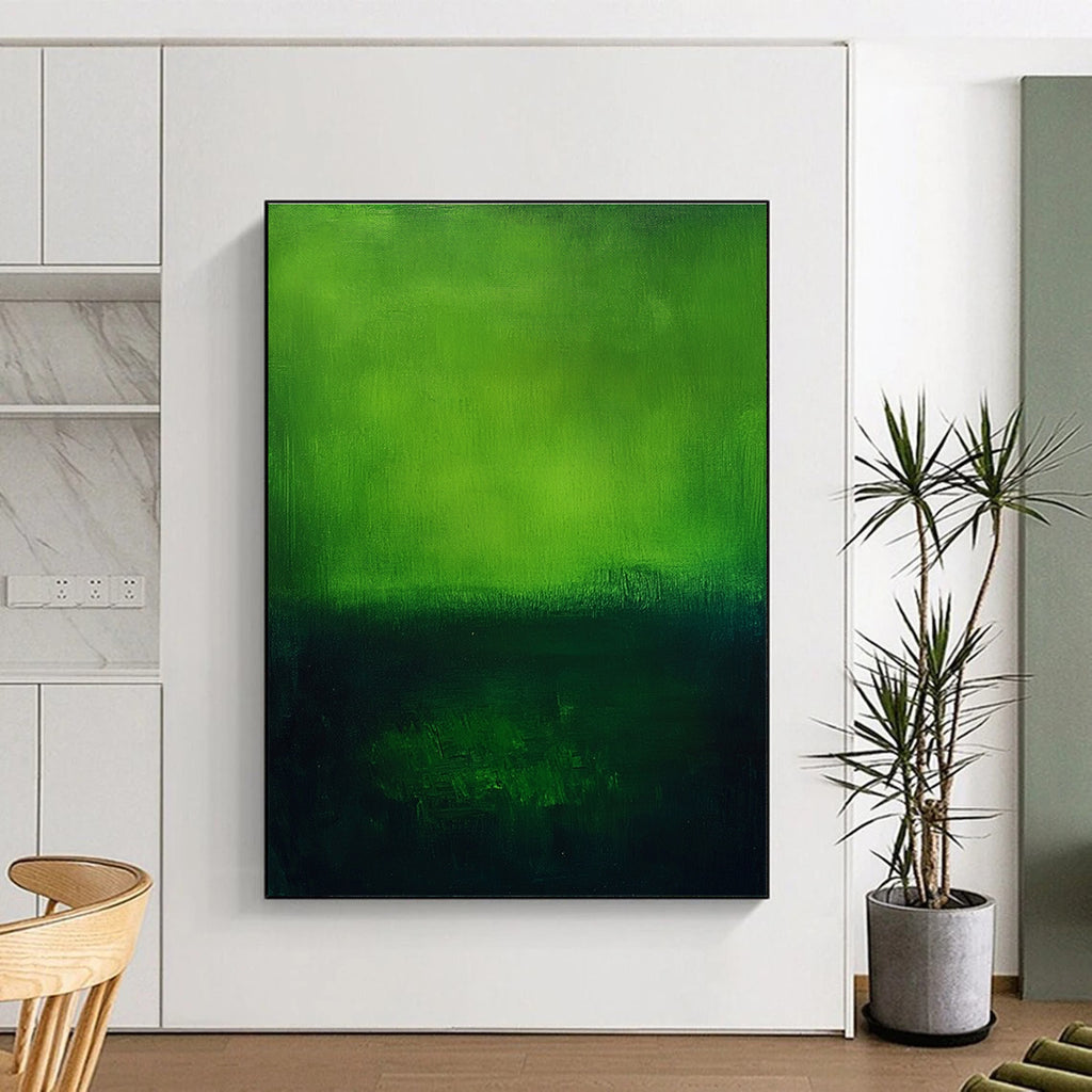 Green Abstract Painting with Gradient Hues GER458