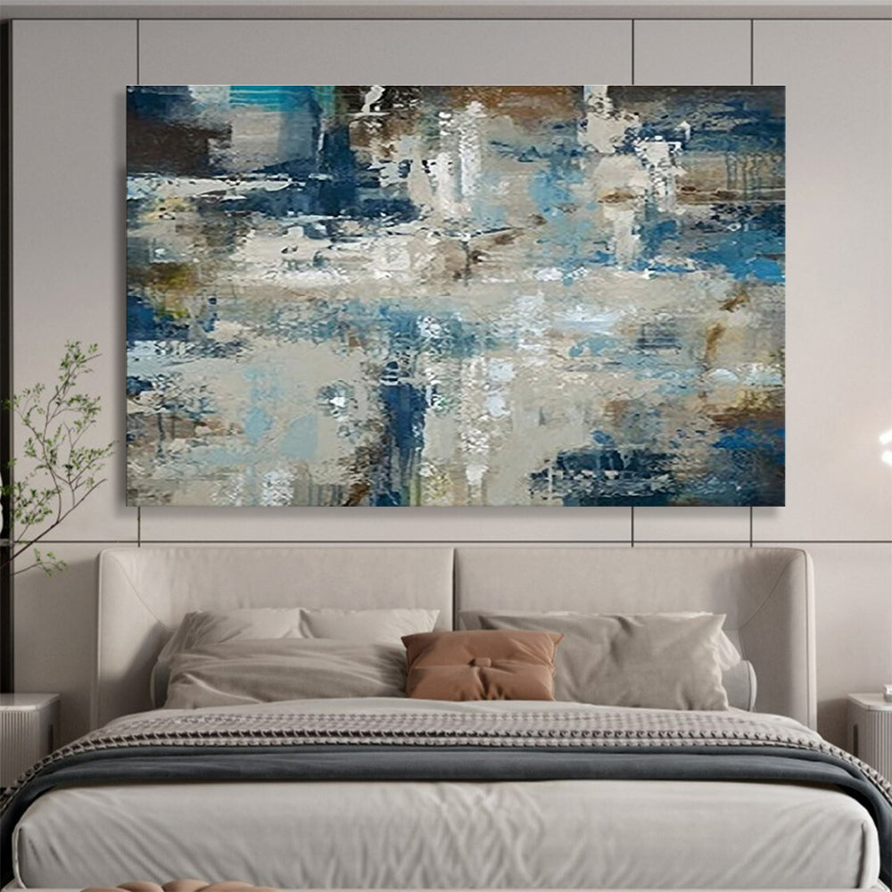 Blue Beige Abstract Textured Painting THY035