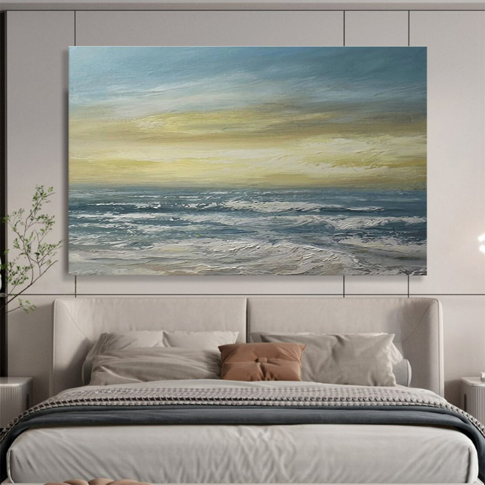 Yellow Sky Sea Sunset Abstract Painting THY032