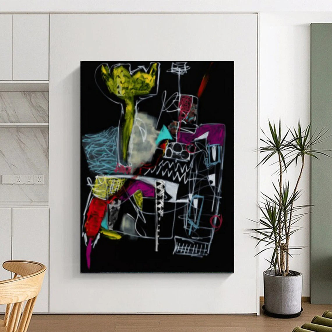Colorful Abstract Painting on Black Background ADGE294