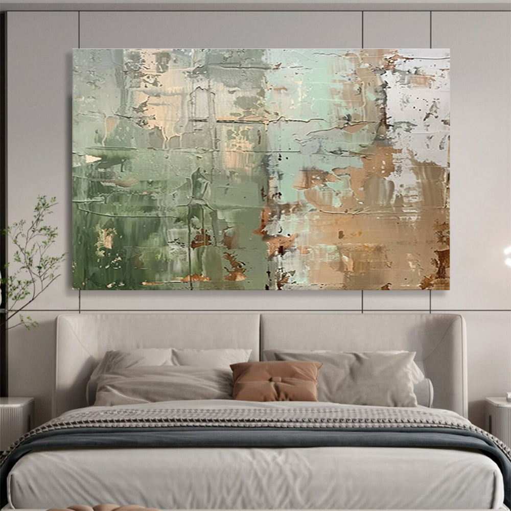 Green and Brown Textured Abstract Wall - like Painting THY106