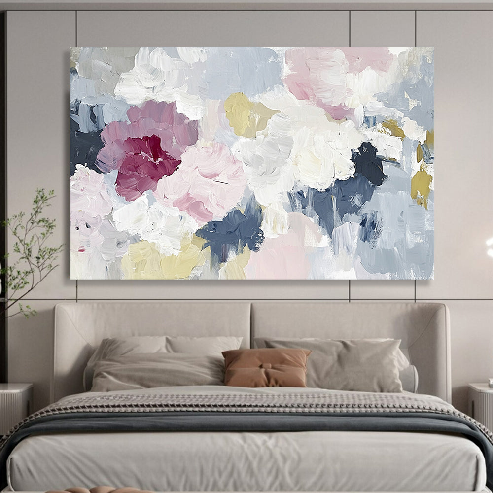 Soft Tones Floral Abstract Painting with Textured Petals DYP210