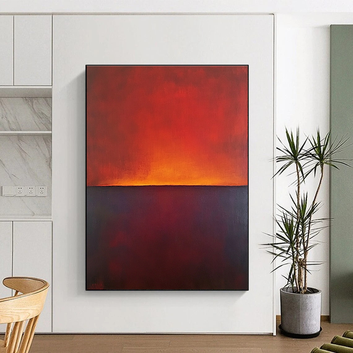 Red Orange Horizon Abstract Painting GER863