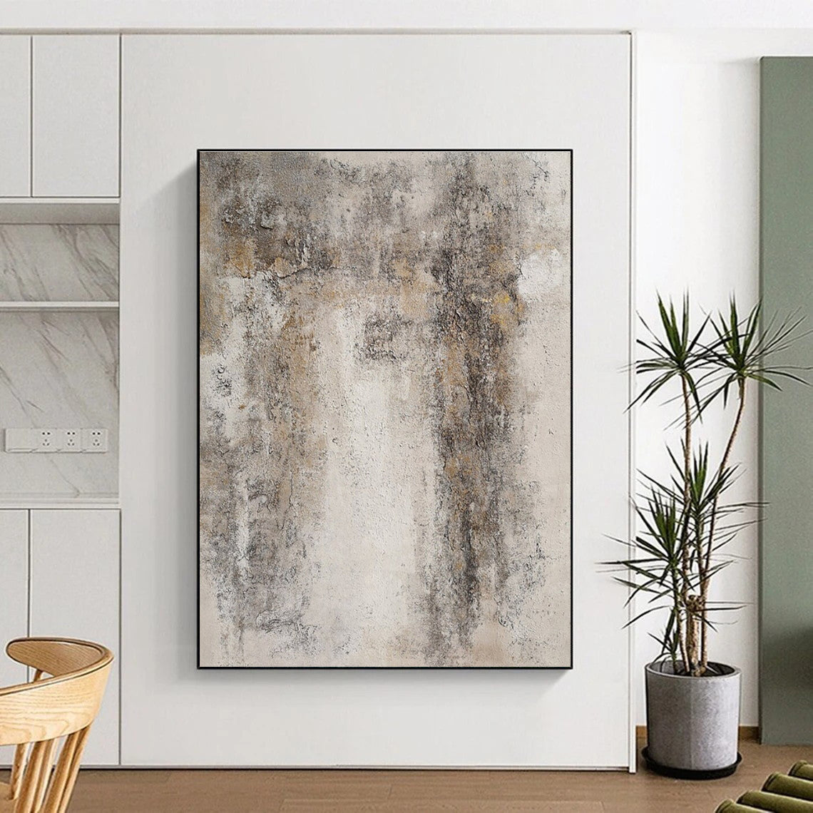 Gray and Brown Textured Abstract Painting ADGE346