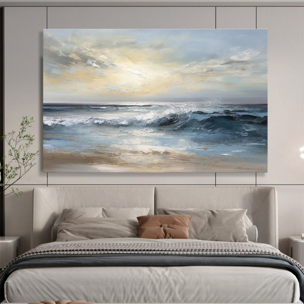 Calm Sea Abstract Painting with Soft Ocean Hues THY315