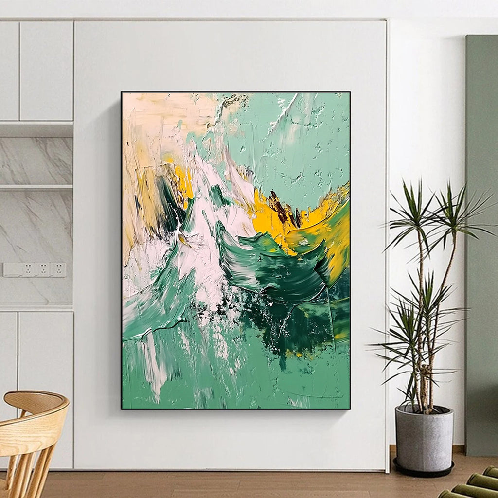 Green Mountain Abstract Painting with Impasto Technique GER604