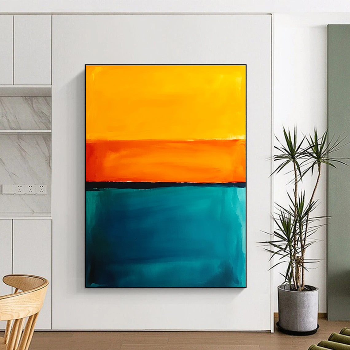Orange and Teal Sunset - Themed Abstract Painting GER222