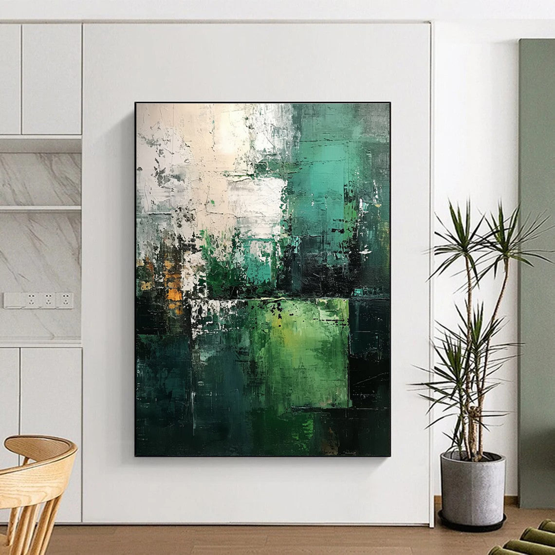 Green Blue White Abstract Painting ADGE031