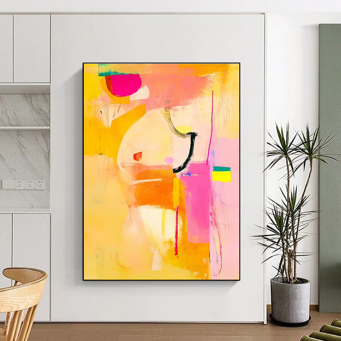 Vibrant Color Block Abstract with Yellow and Pink GER297