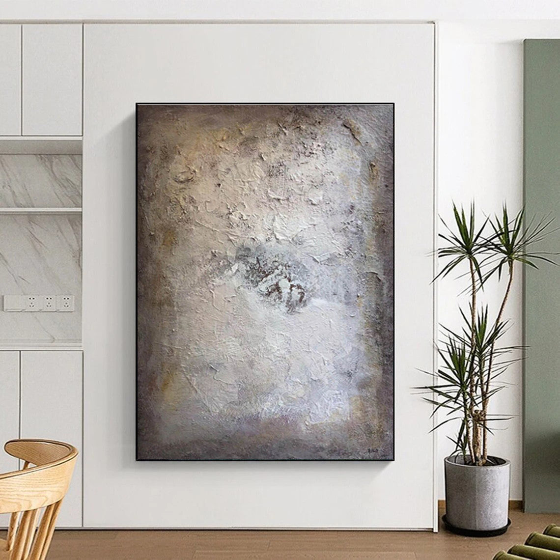 Beige Textured Abstract Painting ADGE258