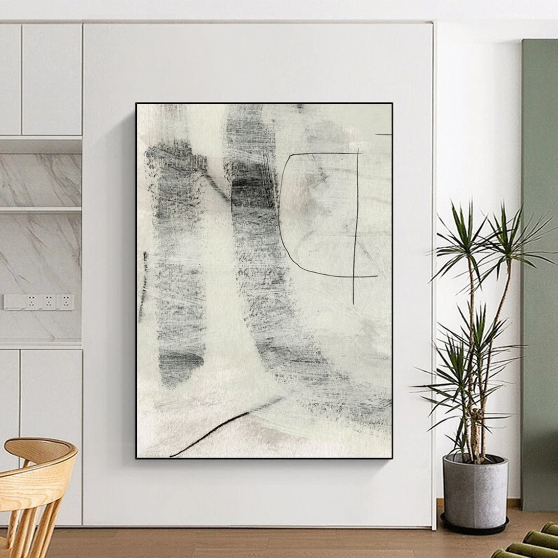 Monochromatic Abstract with Textured Marks and Subtle Shades Painting ADGE213