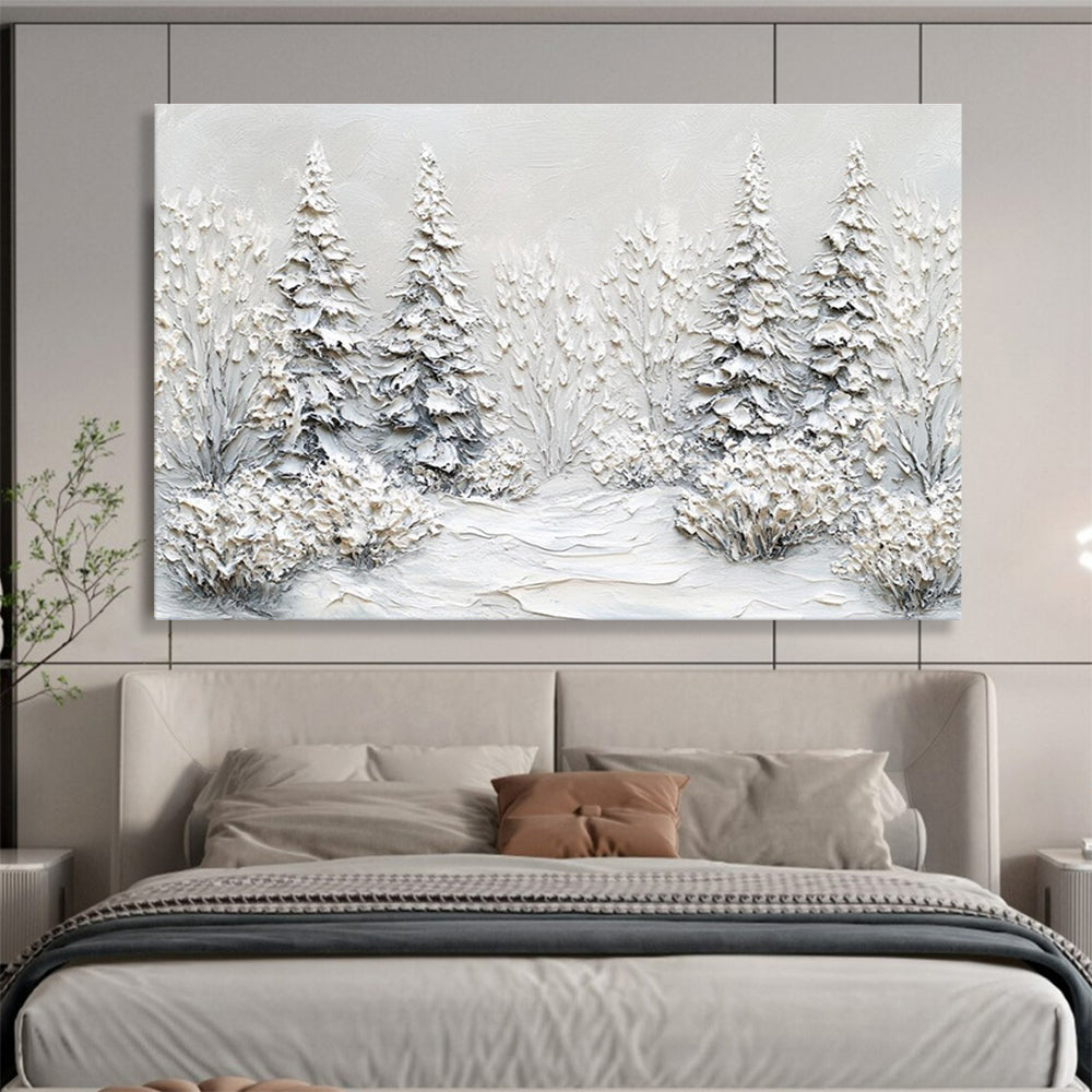 Textured Snowy Forest Abstract Painting THY422
