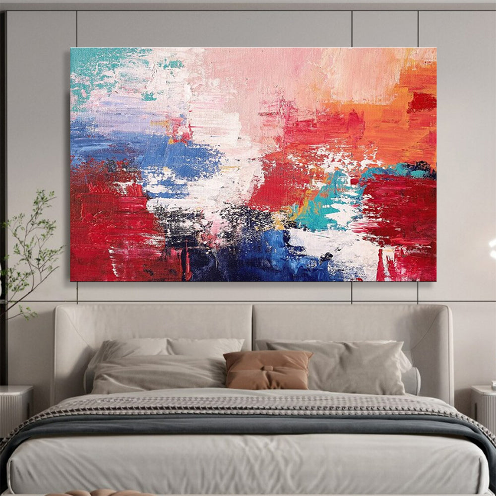 Red Blue Abstract Painting with Bold, Contrasting Energies THY388