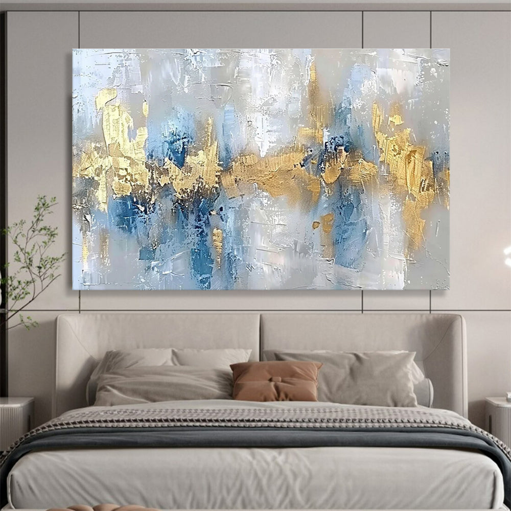 Gold Blue Grey Abstract Painting THY045