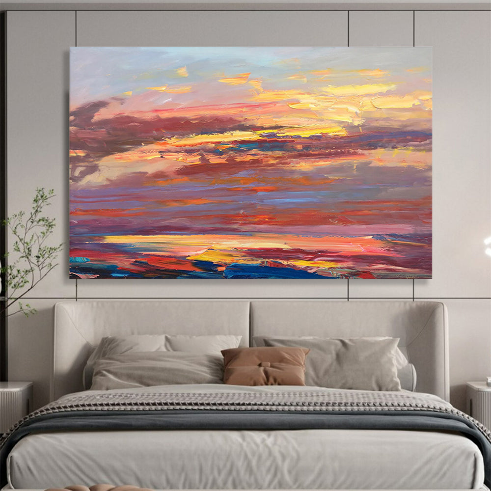Fiery Sunset Sky Abstract Painting THY444