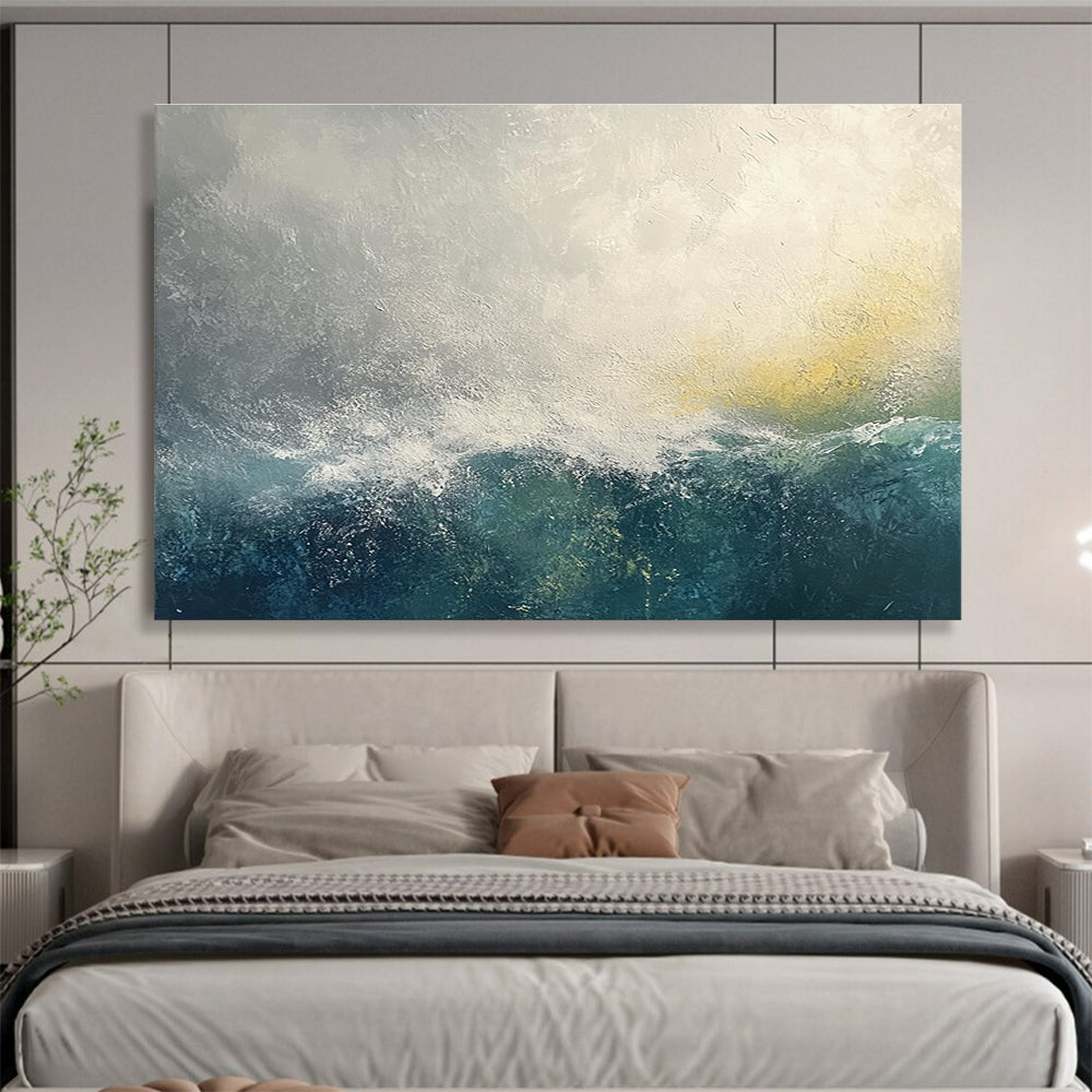 Stormy Sea Abstract Painting with Gray and Blue Hues DYP272