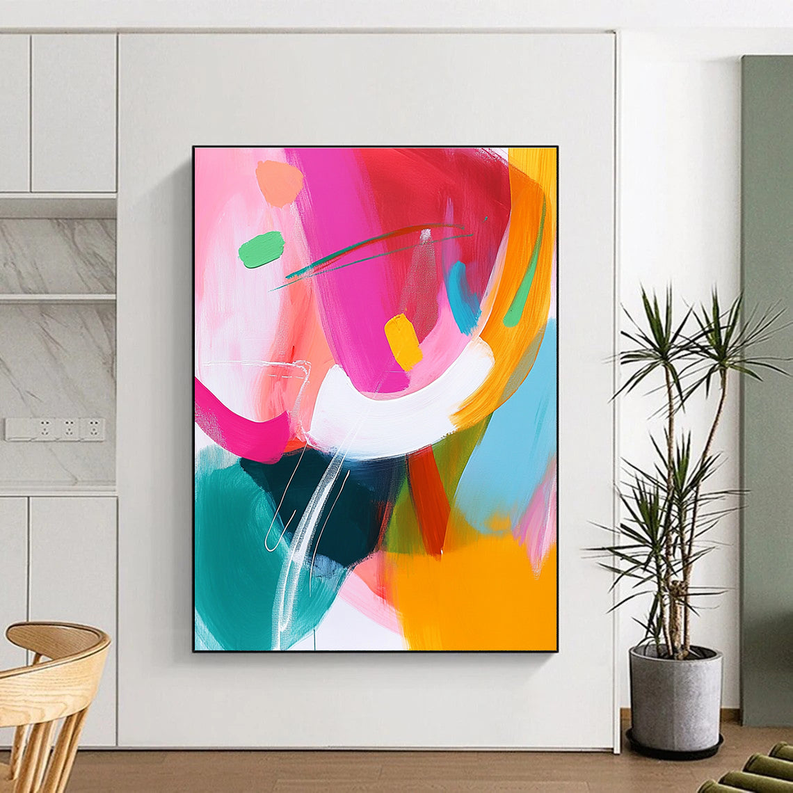 Bold Colorful Abstract with Pink Green and Orange GER298
