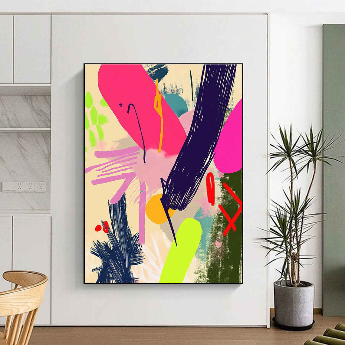 Neon - Hued Abstract with Pink, Purple, and Neon Green GER313